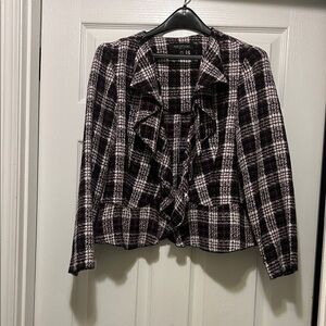 Perceptions Burgundy and White Checkered Women's Blazer